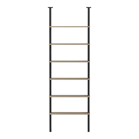 Βιβλιοθήκη επιτοίχια Dimmo  sonoma-μαύρο μέταλλο 60x20x180εκ