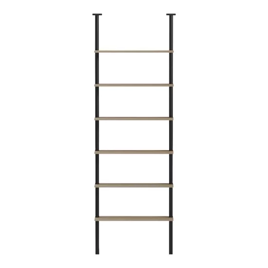 Βιβλιοθήκη επιτοίχια Dimmo  sonoma-μαύρο μέταλλο 60x20x180εκ