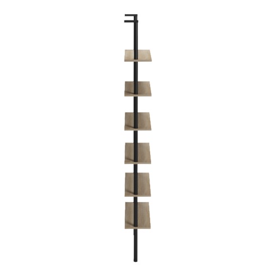 Βιβλιοθήκη επιτοίχια Dimmo  sonoma-μαύρο μέταλλο 60x20x180εκ
