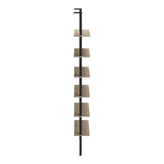 Βιβλιοθήκη επιτοίχια Dimmo  sonoma-μαύρο μέταλλο 60x20x180εκ