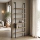 Βιβλιοθήκη επιτοίχια Dimmo  sonoma-μαύρο μέταλλο 60x20x180εκ