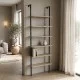 Βιβλιοθήκη επιτοίχια Dimmo  sonoma-μαύρο μέταλλο 60x20x180εκ