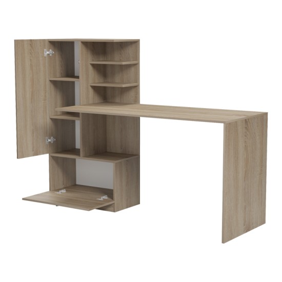 Γραφείο εργασίας με βιβλιοθήκη Felanbo  sonoma 160x60x125εκ