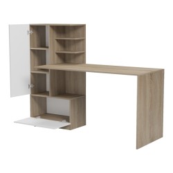 Γραφείο εργασίας με βιβλιοθήκη Felanbo  sonoma-λευκό 160x60x125εκ
