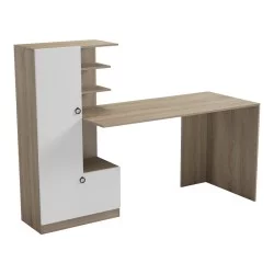 Γραφείο εργασίας με βιβλιοθήκη Felanbo  sonoma-λευκό 160x60x125εκ