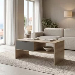 Τραπέζι σαλονιού Felina  sonoma-ανθρακί 100x50x45εκ