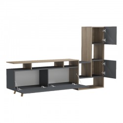 Σύνθετο σαλονιού Defry  sonoma-ανθρακί 177.5x31.5x110εκ