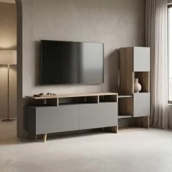 Σύνθετο σαλονιού Defry  sonoma-ανθρακί 177.5x31.5x110εκ