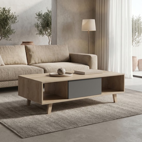 Τραπέζι σαλονιού Elonza  sonoma-ανθρακί 120x60x36εκ