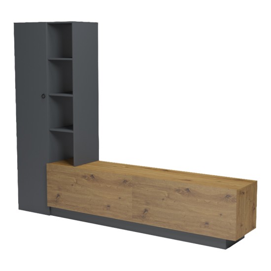Σύνθετο σαλονιού Tilveo  oak-ανθρακί 230x41.5x180εκ