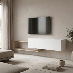 Έπιπλο τηλεόρασης επιτοίχιο Olande  sonoma-λευκό 210x35x48εκ