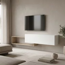 Έπιπλο τηλεόρασης επιτοίχιο Olande  sonoma-λευκό 210x35x48εκ