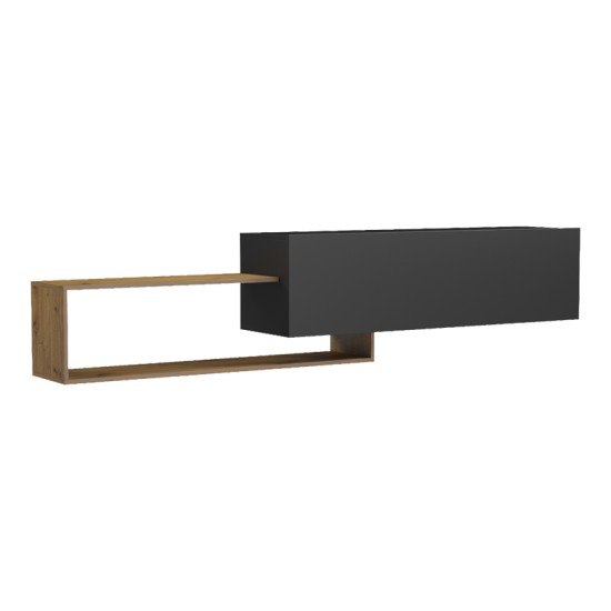 Έπιπλο τηλεόρασης επιτοίχιο Olande  oak-μαύρο 210x35x48εκ