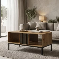 Τραπέζι σαλονιού Delanka  oak-μαύρο 92x50x46εκ