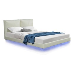 Κρεβάτι διπλό Jessie  floating style με led-PU εκρού 160x200εκ Model: 234-000012