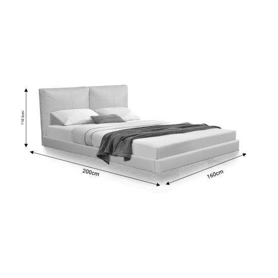 Κρεβάτι διπλό Jessie pakoworld floating style με led-PU εκρού 160x200εκ Model: 234-000012