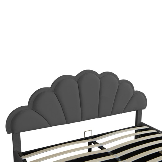 Κρεβάτι διπλό Wardie pakoworld βελούδο ανθρακί με αποθηκευτικό χώρο 160x200εκ Model: 234-000015