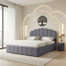 Κρεβάτι Tatiana  ύφασμα γκρι με αποθηκευτικό χώρο 120x200εκ