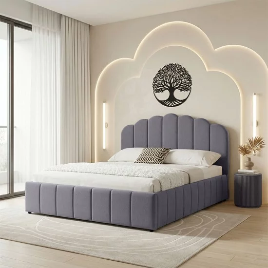 Κρεβάτι Tatiana  ύφασμα γκρι με αποθηκευτικό χώρο 120x200εκ