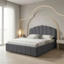 Κρεβάτι Tatiana  ύφασμα ανθρακί με αποθηκευτικό χώρο 120x200εκ