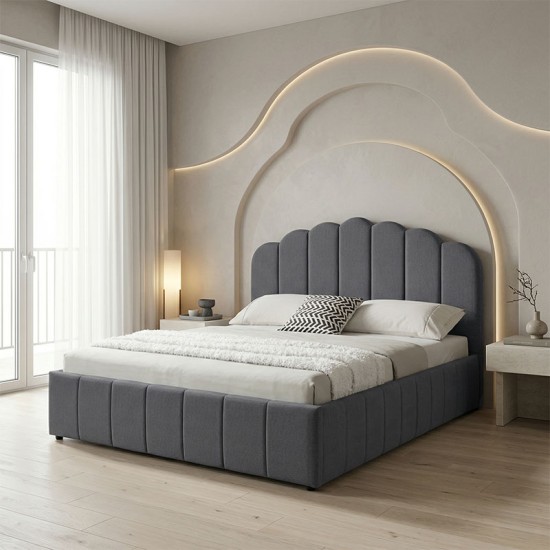 Κρεβάτι Tatiana  ύφασμα ανθρακί με αποθηκευτικό χώρο 120x200εκ