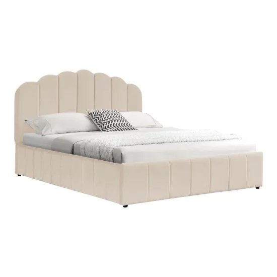 Κρεβάτι Tatiana  βελούδο μπεζ με αποθηκευτικό χώρο 160x200εκ