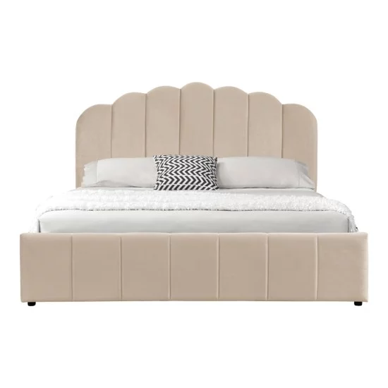 Κρεβάτι Tatiana  βελούδο μπεζ με αποθηκευτικό χώρο 160x200εκ