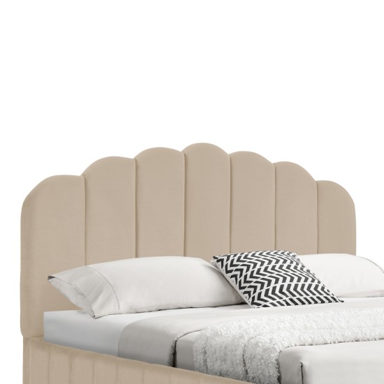Κρεβάτι Tatiana  βελούδο μπεζ με αποθηκευτικό χώρο 120x200εκ