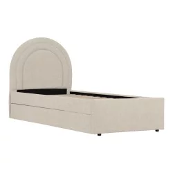 Κρεβάτι Arcuate  μπουκλέ υφασμα μπεζ με συρόμενο 90x200εκ