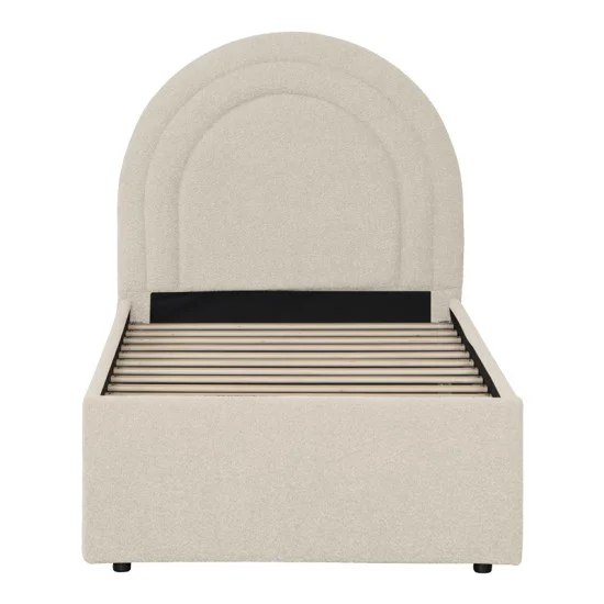Κρεβάτι Arcuate  μπουκλέ υφασμα μπεζ με συρόμενο 90x200εκ