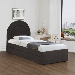 Κρεβάτι Arcuate  μπουκλέ υφασμα ανθρακί με συρόμενο 90x200εκ