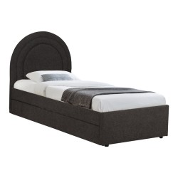 Κρεβάτι Arcuate  μπουκλέ υφασμα ανθρακί με συρόμενο 90x200εκ