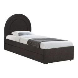 Κρεβάτι Arcuate  μπουκλέ υφασμα ανθρακί με συρόμενο 90x200εκ