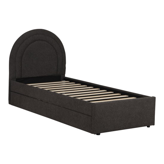 Κρεβάτι Arcuate  μπουκλέ υφασμα ανθρακί με συρόμενο 90x200εκ