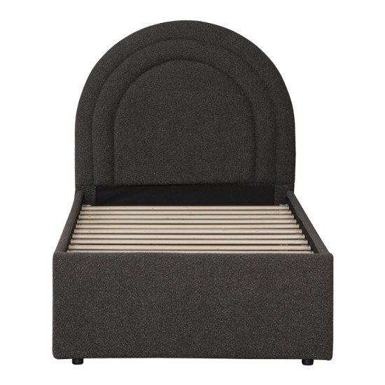 Κρεβάτι Arcuate  μπουκλέ υφασμα ανθρακί με συρόμενο 90x200εκ