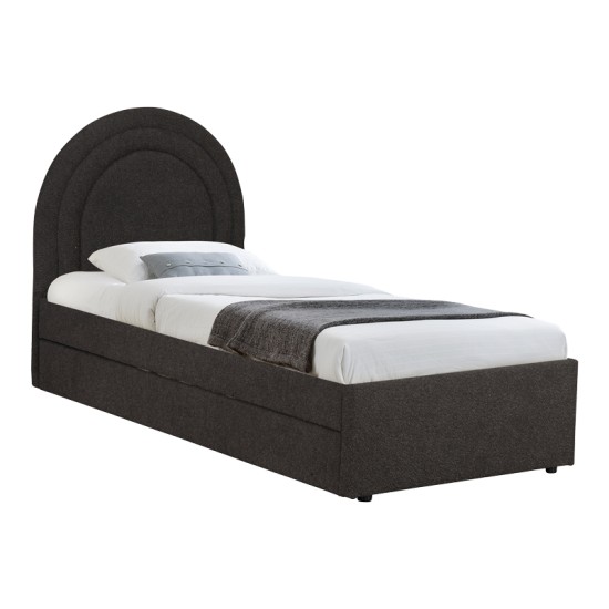 Κρεβάτι Arcuate  μπουκλέ υφασμα ανθρακί με συρόμενο 90x200εκ