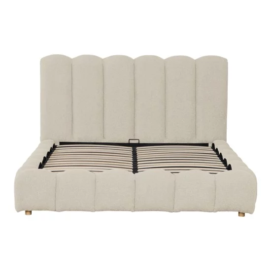 Κρεβάτι Nuvem  μπουκλέ υφασμα μπεζ με αποθηκευτικό χώρο 160x200εκ