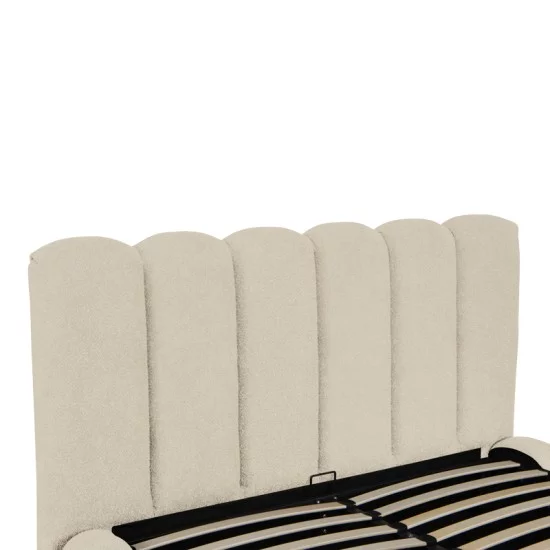 Κρεβάτι Nuvem  μπουκλέ υφασμα μπεζ με αποθηκευτικό χώρο 160x200εκ