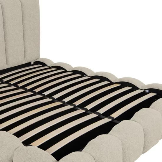 Κρεβάτι Nuvem  μπουκλέ υφασμα μπεζ με αποθηκευτικό χώρο 160x200εκ