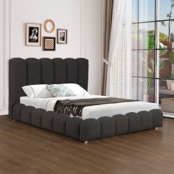 Κρεβάτι Nuvem  μπουκλέ υφασμα ανθρακί με αποθηκευτικό χώρο 160x200εκ