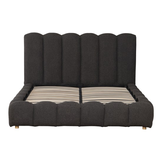 Κρεβάτι Nuvem  μπουκλέ υφασμα ανθρακί με αποθηκευτικό χώρο 160x200εκ