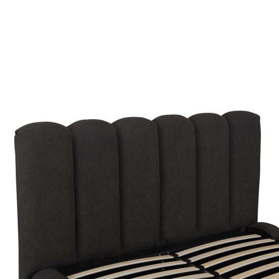 Κρεβάτι Nuvem  μπουκλέ υφασμα ανθρακί με αποθηκευτικό χώρο 160x200εκ