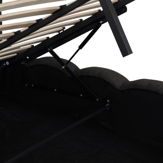 Κρεβάτι Nuvem  μπουκλέ υφασμα ανθρακί με αποθηκευτικό χώρο 160x200εκ