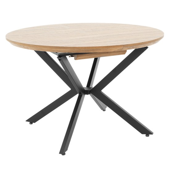 Tραπέζι Lydia MDF επεκτεινόμενο καρυδί-μαύρο 120-160x120x79εκ Tραπέζι Lydia MDF επεκτεινόμενο καρυδί-μαύρο 120-160x120x79εκ