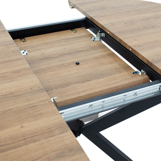 Tραπέζι Lydia MDF επεκτεινόμενο καρυδί-μαύρο 120-160x120x79εκ Tραπέζι Lydia MDF επεκτεινόμενο καρυδί-μαύρο 120-160x120x79εκ