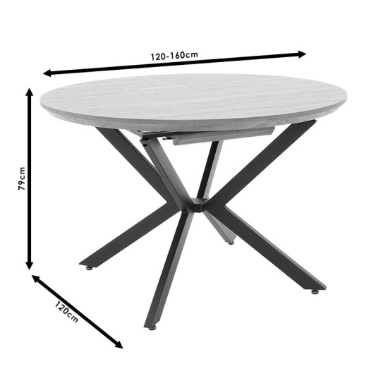 Tραπέζι Lydia MDF επεκτεινόμενο καρυδί-μαύρο 120-160x120x79εκ Tραπέζι Lydia MDF επεκτεινόμενο καρυδί-μαύρο 120-160x120x79εκ