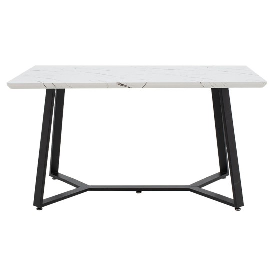 Tραπέζι Gemma pakoworld λευκό μαρμάρου-μαύρο 140x80x75εκ Model: 235-000017