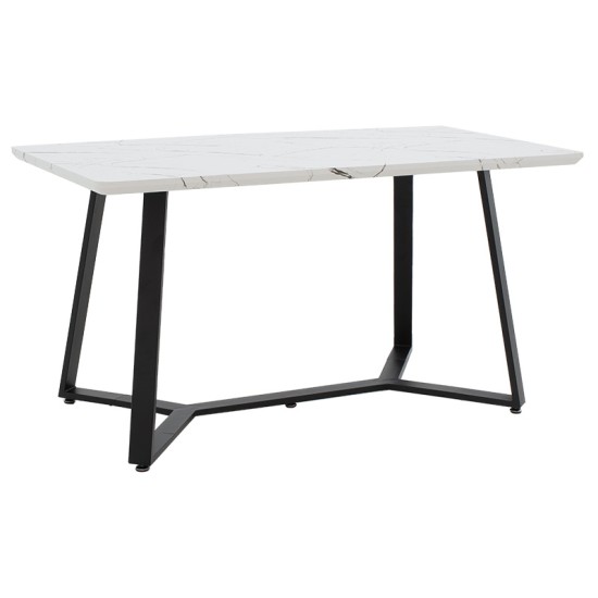 Tραπέζι Gemma pakoworld λευκό μαρμάρου-μαύρο 140x80x75εκ Model: 235-000017