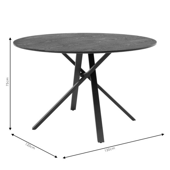 Tραπέζι Cerco MDF μαύρο Φ120x75εκ Tραπέζι Cerco MDF μαύρο Φ120x75εκ