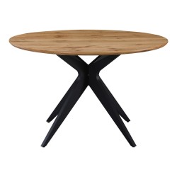 Τραπέζι Toda  mdf σε sonoma απόχρωση με μαύρα μεταλλικά πόδια Φ120x75εκ